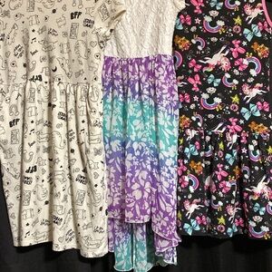 Charming Kids Dress Set - Cream, Purple, Black